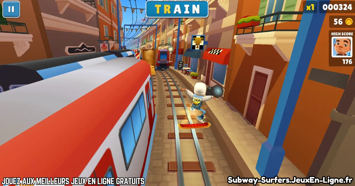 Utilisation du hoverboard dans Subway Surfers pendant la course